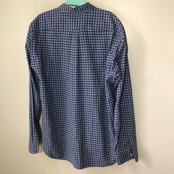 J McLaughlin mens L blue check modern fit long sleeve cotton button down shirt - Picture 2 of 9